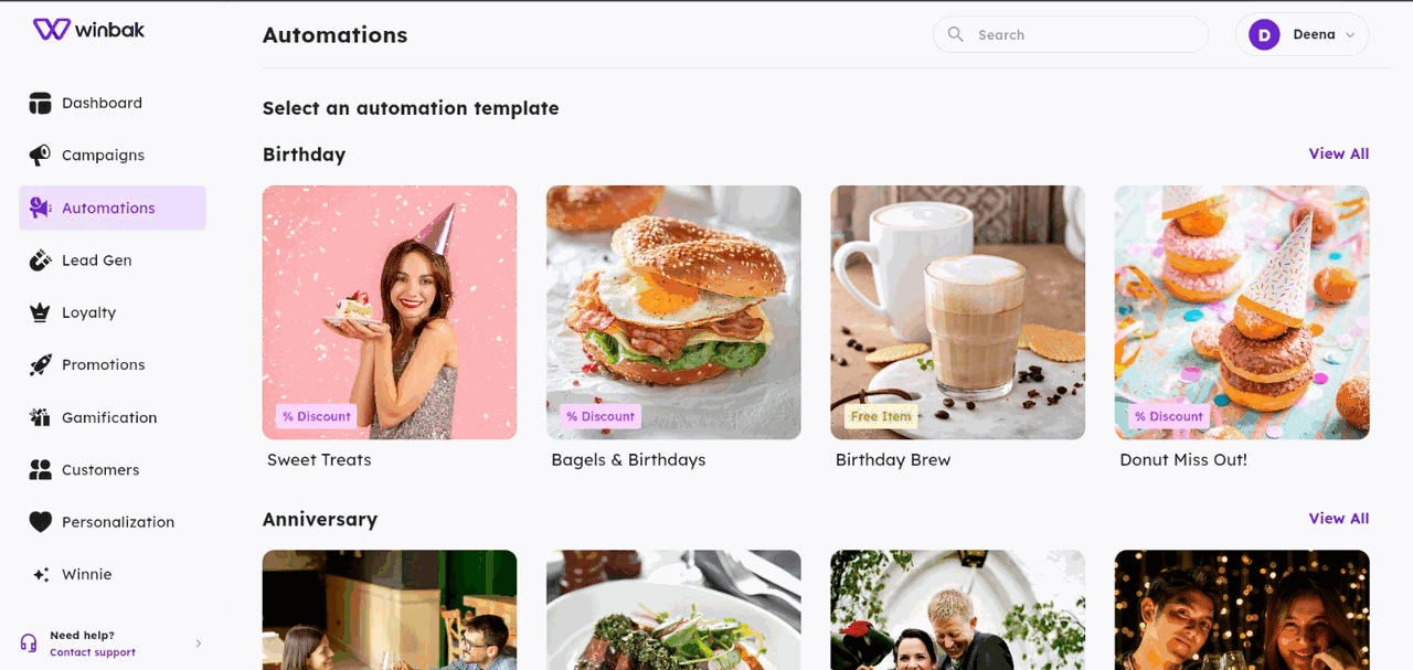 winbak Campaigns — multi-channel campaign templates for WhatsApp, SMS, and Email